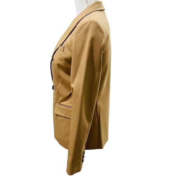 Michael Kors NWT Size 2 Double Breasted Peak Lapel Blazer Jacket Dark Camel - Picture 7 of 14